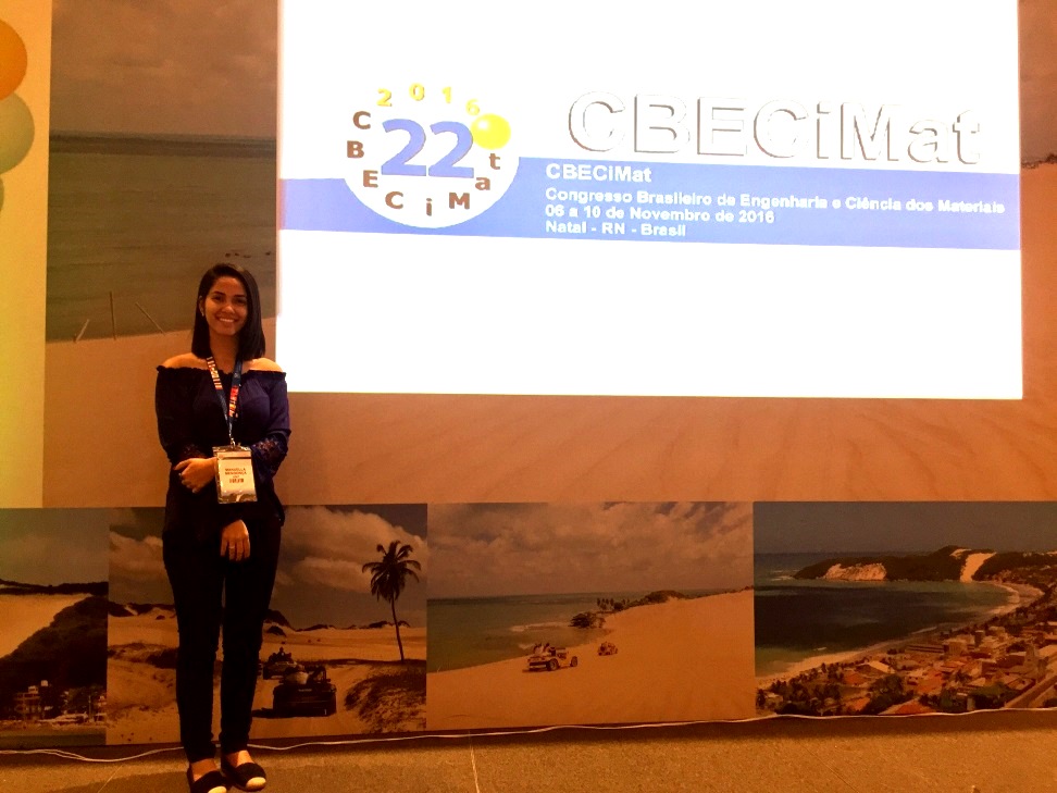 Doutoranda do PBI apresenta trabalho no 22º Congresso Brasileiro de Engenharia e Ciência dos Materiais – CBECiMat