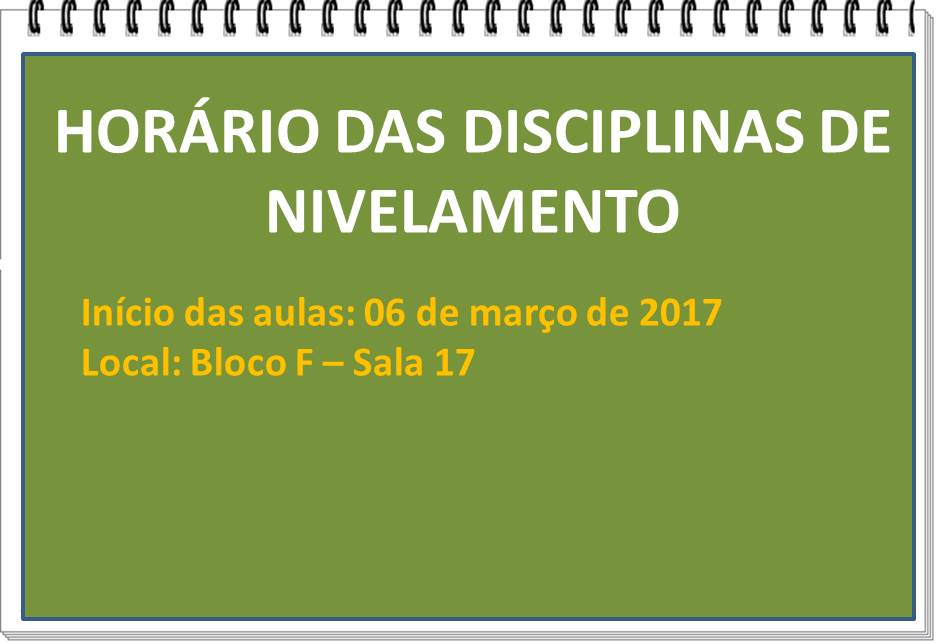 Confira os Horários das Disciplinas de Nivelamento