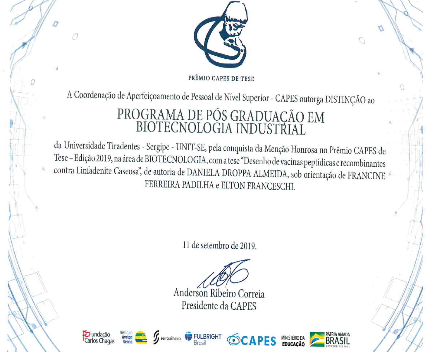 PBI recebe menção honrosa no Prêmio CAPES de Tese de Doutorado