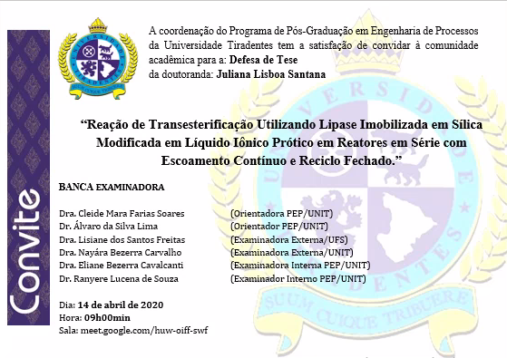 Convite para defesa de tese – Candidata  Juliana Lisboa Santana