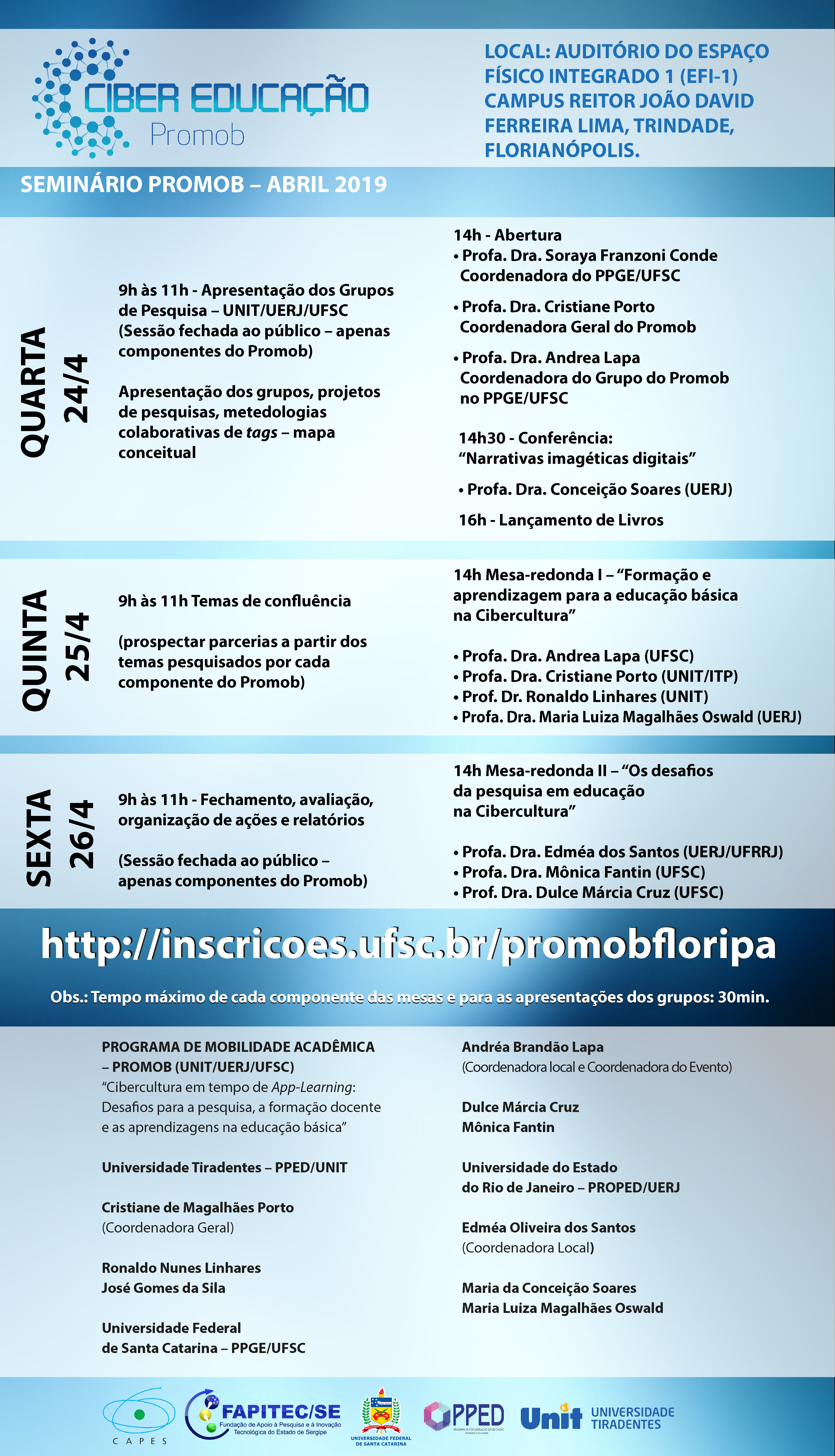 [:pt]PESQUISADORES DO PROJETO CIBER EDUCAÇÃO PROMOB/UNIT/FAPITEC SE REUNEM NA UNIVERSIDADE FEDERAL DE SANTA CATARINA[:]