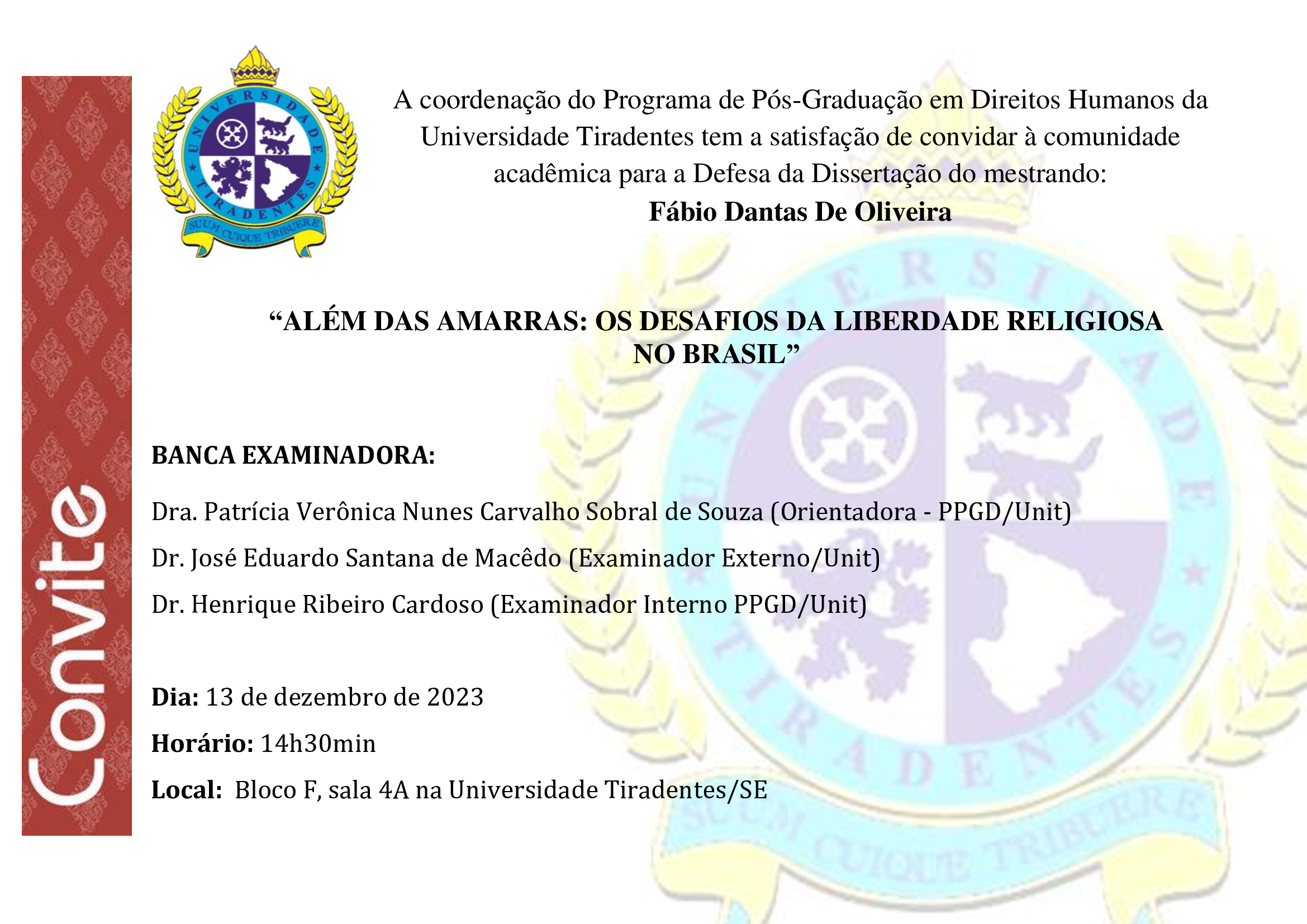 Defesa de Dissertação: Fábio Dantas De Oliveira