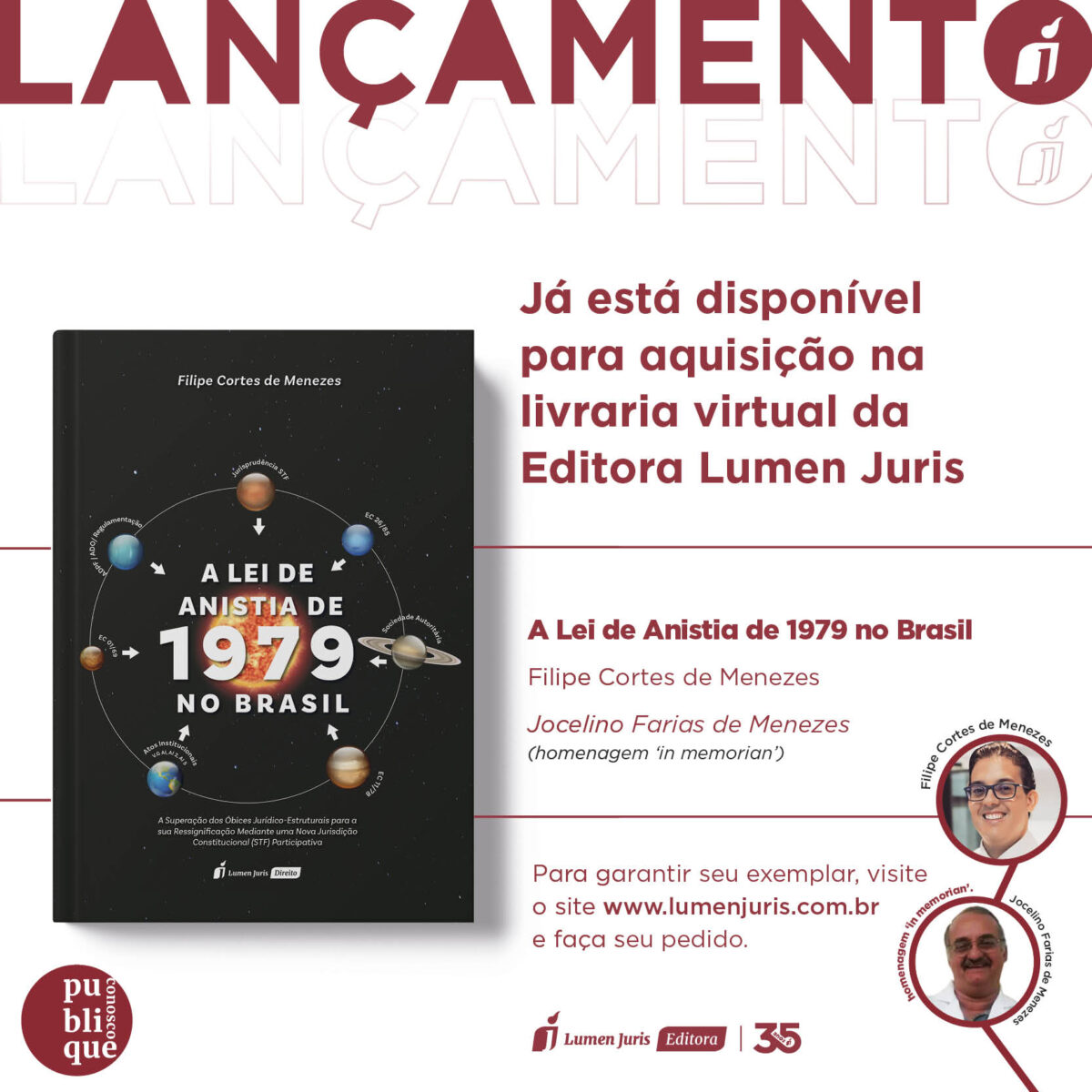 Lançamento do livro “A Lei da Anistia de 1979 no Brasil” do egresso Felipe Cortes de Menezes