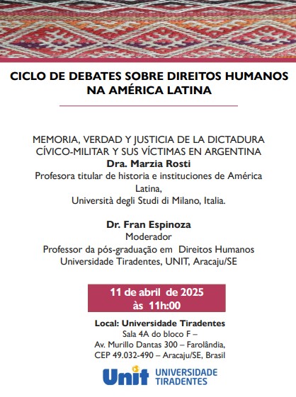 Nova edição do Ciclo de Debates sobre Direitos Humanos na América Latina (11/04/2025)