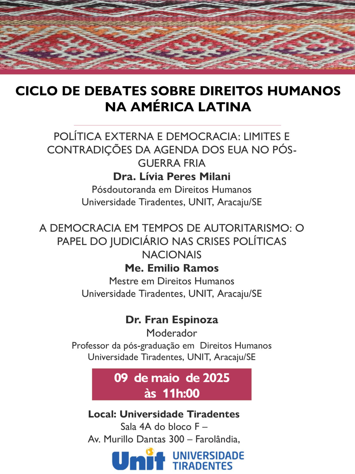 Nova edição do Ciclo de Debates sobre Direitos Humanos na América Latina (09/05/2025)