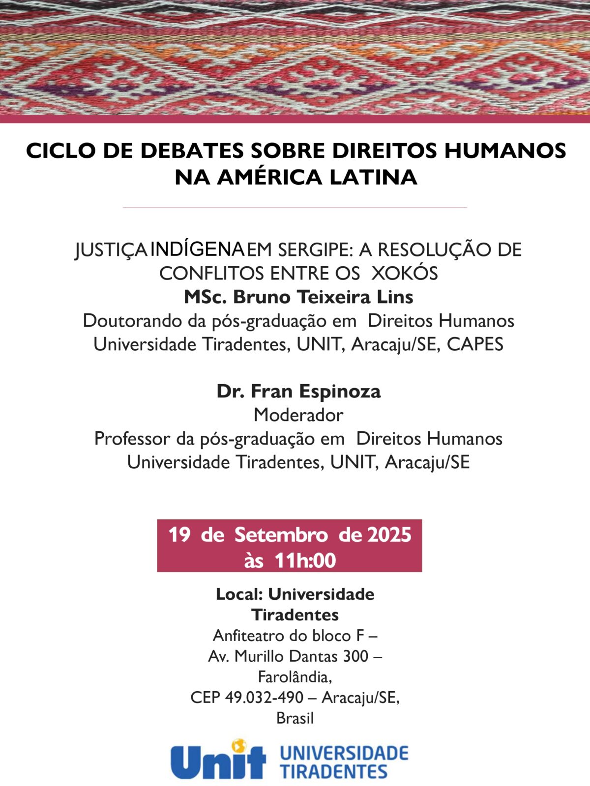 Nova edição do Ciclo de Debates sobre Direitos Humanos na América Latina (19/09/2025)
